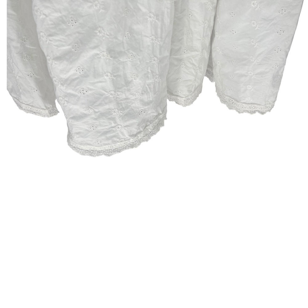 Doen Isolde Midi Dress Salt White Eyelet Cotton Smocked Puff Sleeve Womens XL - Picture 8 of 16